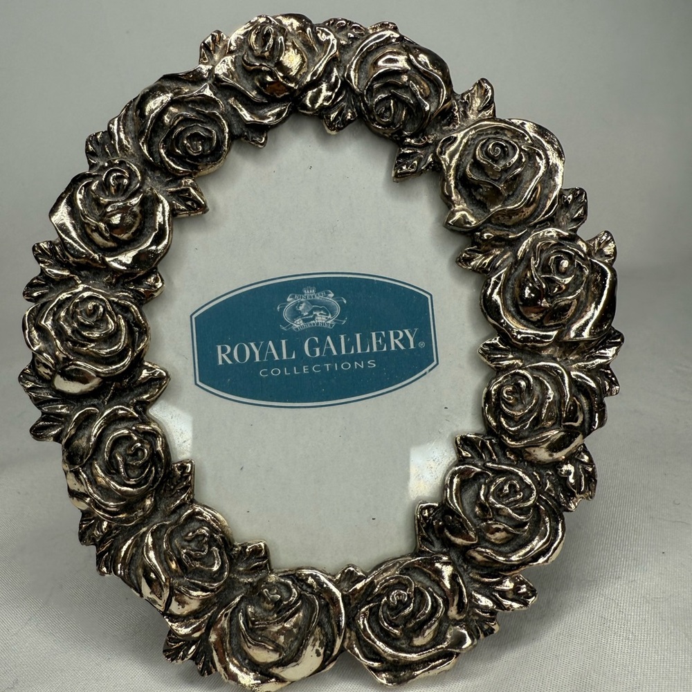 Vintage Pewter Royal Gallery Collection Rose Picture Frame
